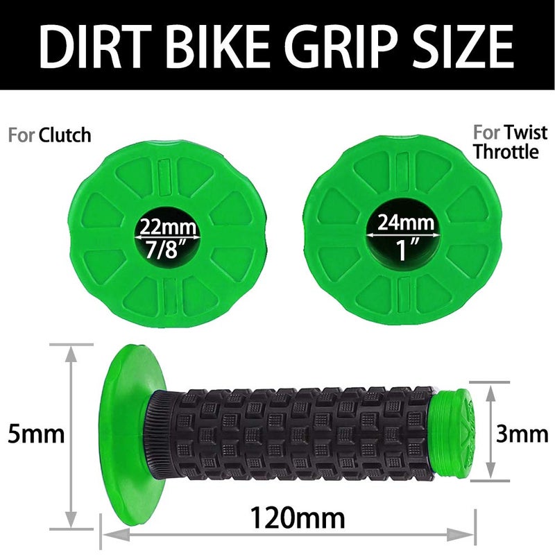 APPYU Motorcycle Grips Dirt Bike Grips Pillow Top Grip Mx Grips Universal Handle Grips for KX60 KX65 KX80 KX85 KX100 KX125 KX250 KX250F KX250R KX300 KX400 KX420 KX450 KX450F KX500 KLX110 KLX125 Green - Image 4